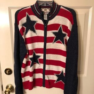 Women’s SZ XL Red/White/Blue Star Cardigan